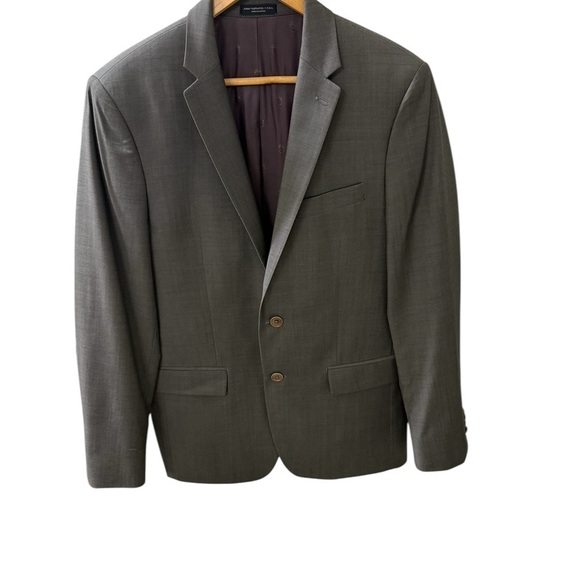 John Varvatos 100% Wool Size 40R 2 Button Side Vents  Green Gray Mens Blazer - Picture 1 of 10